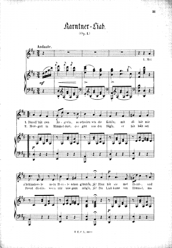 Koschat - Karntner-Liab, Op. 1 - Score