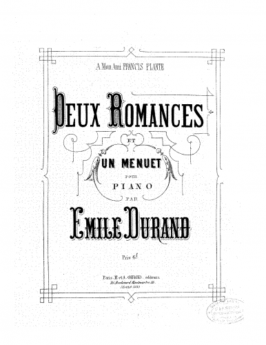 Durand - Deux romances et un menuet - Score