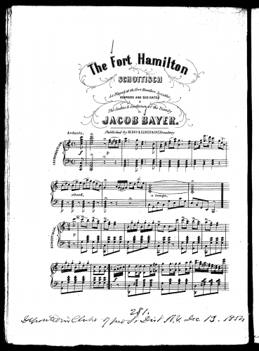 Bayer - The Fort Hamilton Schottisch - Score