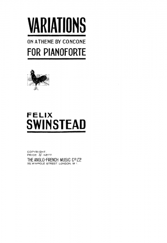 Swinstead - Variations on a Theme by Concone - Score