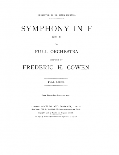 Cowen - Symphony No. 5 - Score