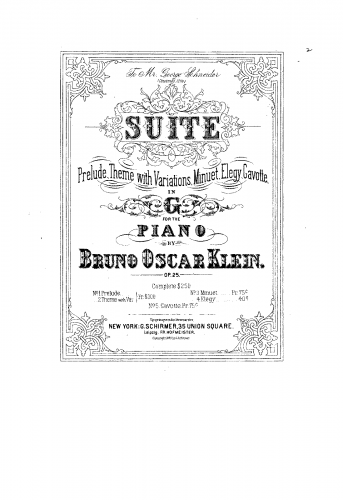 Klein - Suite for Piano, Op. 25 - Score