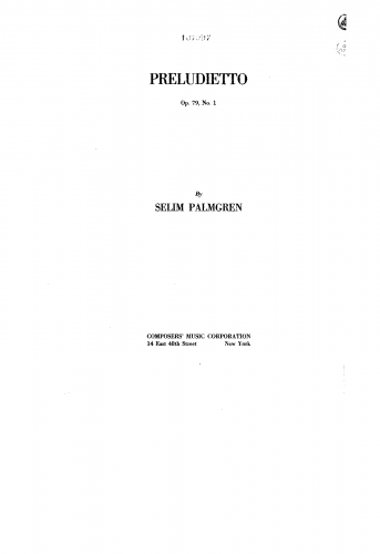 Palmgren - 10 Piano Pieces, Op. 79 - Score