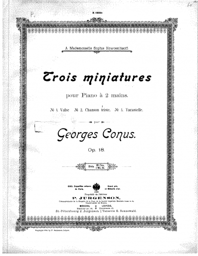 Konyus - 3 Miniatures, Op. 18 - Score