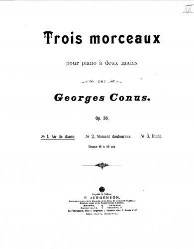 Konyus - 3 Morceaux, Op. 36 - Score