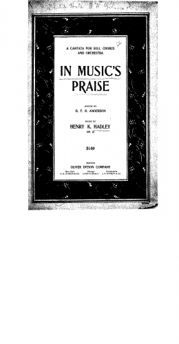 Hadley - In Music's Praise, Op. 21 - Vocal Score - Score