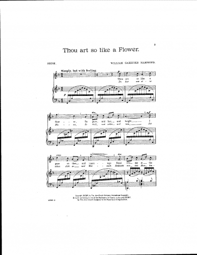 Hammond - Thou Art so like a Flower - Score