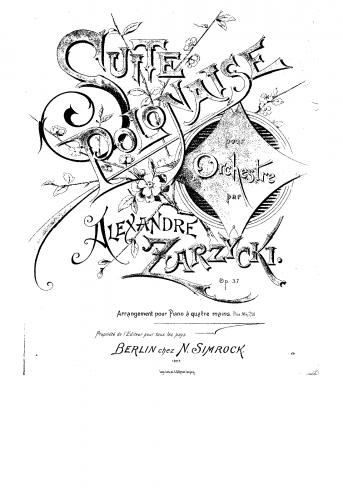 Zarzycki - Suite polonaise, Op. 37 - For Piano 4 Hands - Score