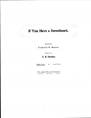 Hawley - If You Have a Sweetheart - Score