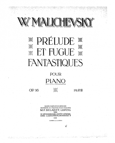 Maliszewski - Prélude et fugue fantastiques, Op. 16 - Score