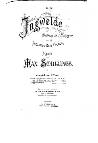 Schillings - Ingwelde, Op. 3 - Act II Prelude - Score