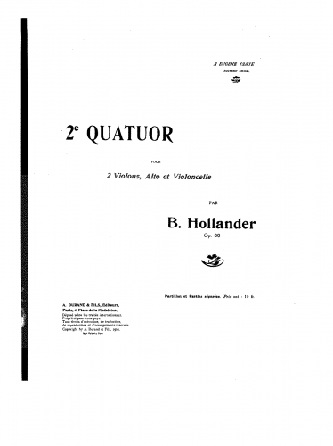 Hollander - String Quartet No. 2 - Score