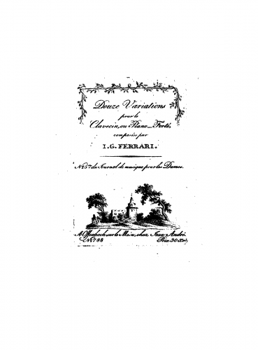 Ferrari - 12 Variations pour le Clavecin, ou Piano-Forte - Score