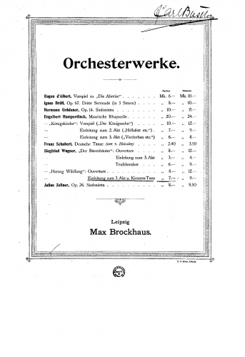 Wagner - Herzog Wildfang - Introduction to Act III, Kermess-Walzer - Score