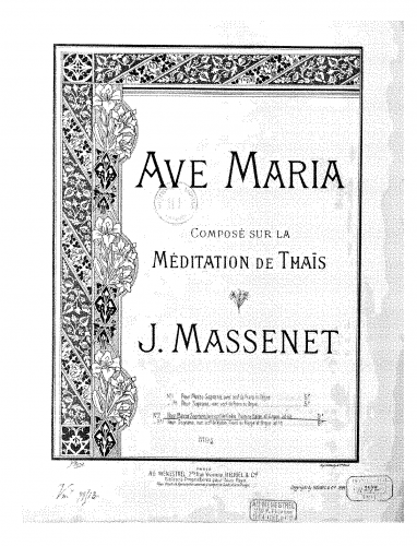 Massenet - ThaÃ¯s - Meditation (Act II) For Voice, Violin, Piano and Organ (Massenet)