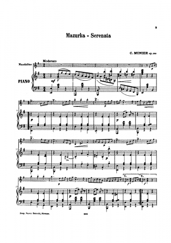 Munier - Mazurka-Serenata - For Mandolin and Piano (Composer) - Piano score