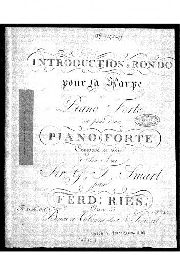Ries - Introduction & Rondo pur la Harpe et Pianoforte - Score