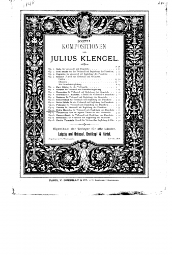 Klengel - Dritte Mazurka für Violoncell mit Begleitung des Pianoforte - Piano Score and Cello Part