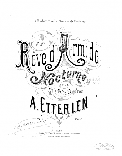 Etterlen - Le rêve d'Armide - Score