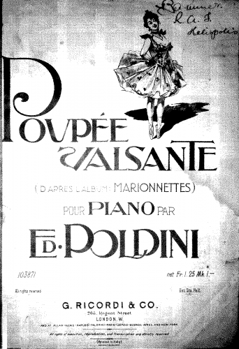 Poldini - Marionetten - Excerpts La Poupée valsante - Score