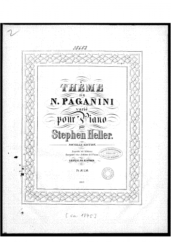 Heller - Thème de N.Paganini varié, Op. 1 - Score