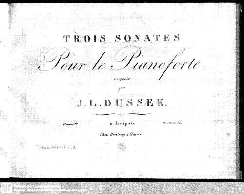 Dussek - Piano Sonata No. 4, Op. 10 No. 1 - Score