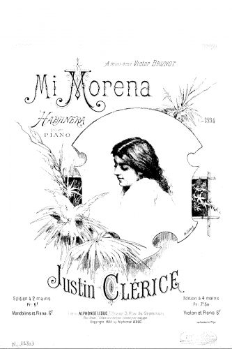 Clérice - Mi Morena - For Piano 4 hands - Score