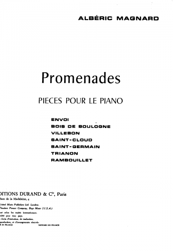 Magnard - Promenades - Score