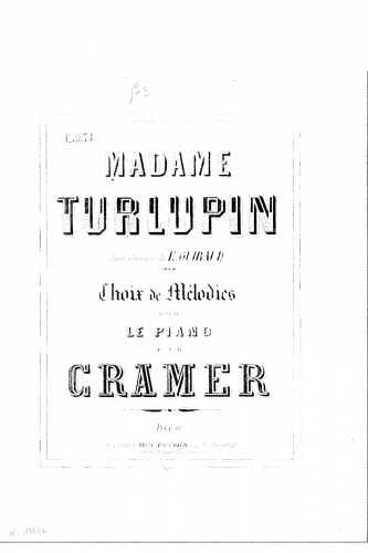 Cramer - Choix de mélodies sur 'Madame Turlupin' - Score