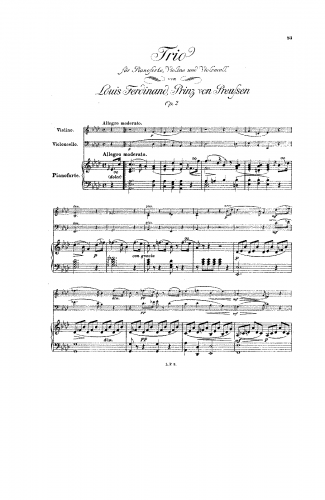 Louis Ferdinand - Trio für Pianoforte, Violine, und Violoncell in As dur - Scores and Parts - Score