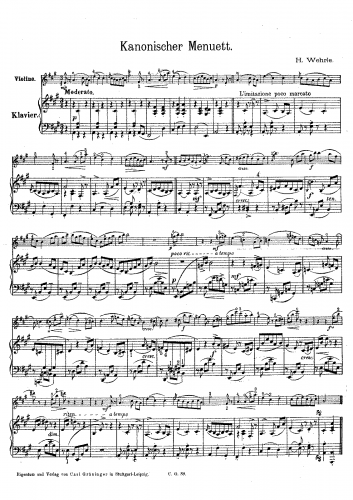 Wehrle - Kanonischer menuett - Piano Score