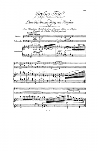 Louis Ferdinand - Grosses Trio für Pianoforte, Violine und Violoncell, Op. 10, Es dur - Scores and Parts - Score