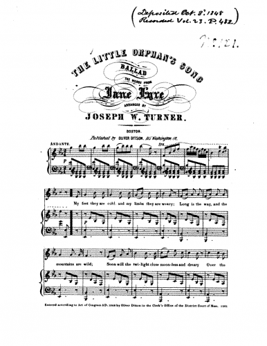 Turner - The Little Orphan's Song - Score