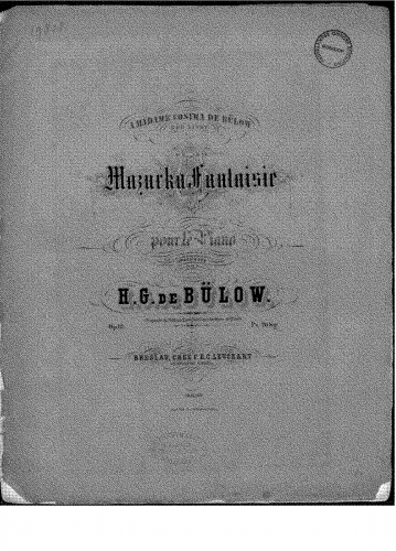 Bülow - Mazurka-Fantaisie - Score