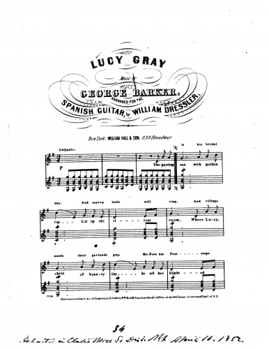 Barker - Lucy Gray - For Voice and Guitar (Dressler) - Score