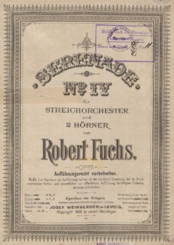 Fuchs - Serenade for Small Orchestra No. 4 - Score
