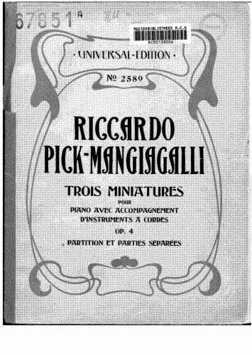 Pick-Mangiagalli - Trois Miniatures, Op. 4 - Score
