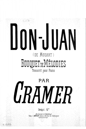 Cramer - Bouquet de mélodies sur 'Don Juan' de Mozart - Score