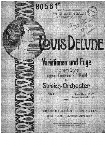 Delune - Variationen und Fuge in alten Style ub.ein Thema von Haendel, Op. 7 - Full Score