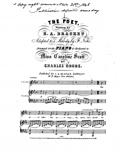 Nohr - The Poet - Arrangements and transcriptions For Voice and Piano (Grobe) - Score