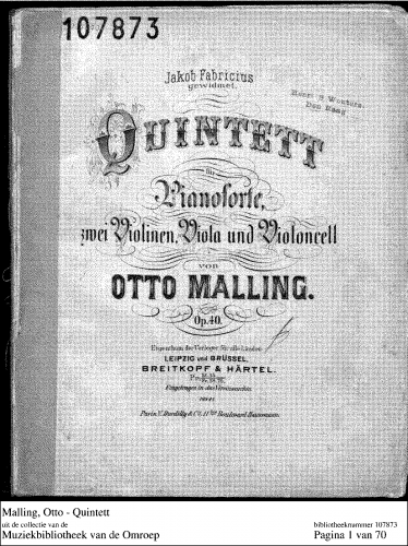 Malling - Piano Quintet - Score