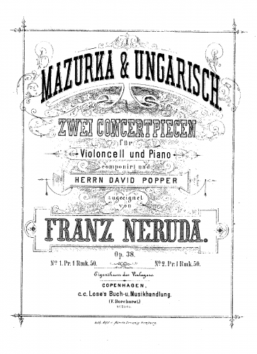 Neruda - Mazurka & Ungarisch No. 1-2, Zwei Concertpiecen für Violoncell und Piano, Op. 38 - Score