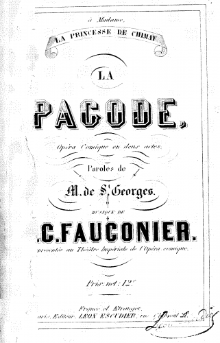 Fauconier - La pagode - Vocal Score - Score