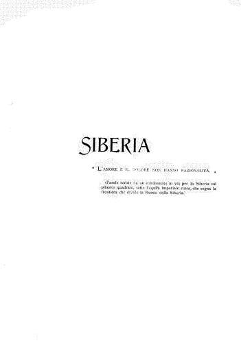 Giordano - Siberia - Vocal Score Italian - Score