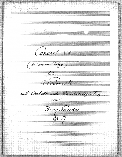 Neruda - Concert No. 1 E-moll für Violoncell, Op. 57 - For Cello and Piano - Score