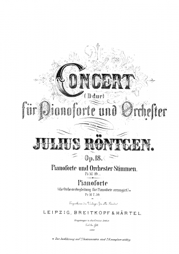 Röntgen - Piano Concerto, Op. 18 - For 2 Pianos - Score