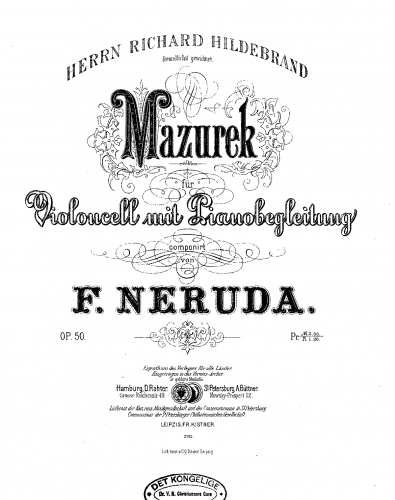 Neruda - Mazurek für Violoncell mit Pianobegleitung, Op. 50 - Score