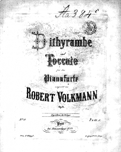 Volkmann - Dithyrambe und Toccate - Score