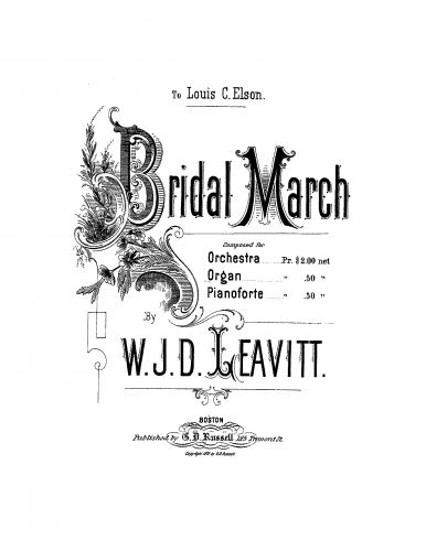 Leavitt - Bridal March - For Organ (Composer) - Score