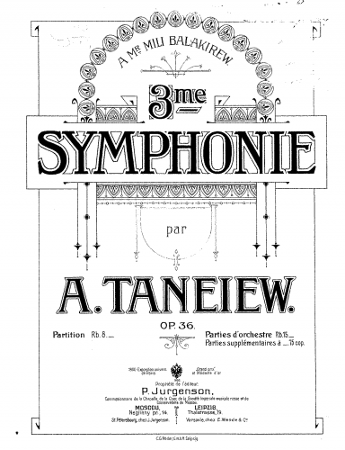 Taneyev - Symphony No. 3 - Score